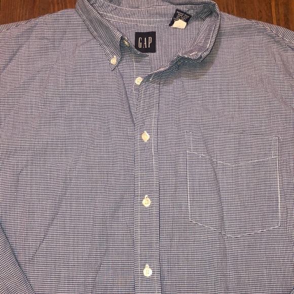 Gap blue plaid button down shirt Large - Picture 1 of 5